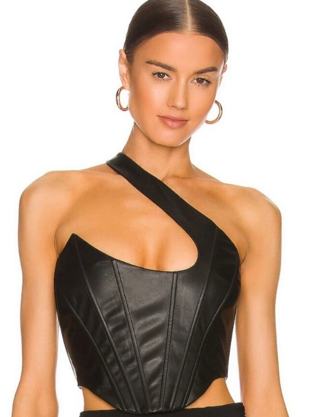 NBD ELODIE Black Asymmetric One-Shoulder Top - Size M